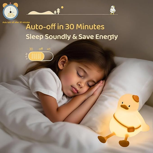 Duck Night Light for Kids 3 Levels Dimmable Silicone Animal Nursery Light,Adorable Rechargeable 30min Timmer Novelty Bedside Touch Lamp,Baby Nursery Kids Room Decor,Gifts for Girls boy