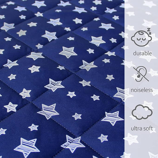 Pack and Play Sheets Fitted, Breathable Thick Playard Lovely Print Cover 39"×27"×5" Compatible with Graco Pack n Play, Navy Star