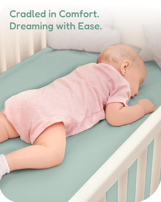 Baby Crib Sheets Boy Girl for Standard Crib Mattress - Ultra Soft Jersey Knit Monstera&Green Crib Sheet, Safe and Snug, Durable, Stylish Fitted Sheet, 28''x52''x9'' Extra Deep Pocket