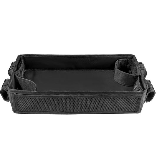 Stroller Snack Tray 20.5x9.3 Inch Snack Tray with Side Mesh Pocket and Cup Holders, Double Sided Bottom Padding Wagon Stroller Accessories Wagon Accessories