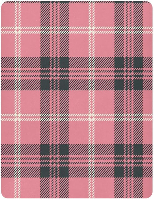 Baby Crib Sheets Fitted Crib Sheet Standard Crib and Toddler Mattress for Boys Girls 39 * 27in Pink Starfish Shell Pattern (Pink and Black Plaid 33, Small)