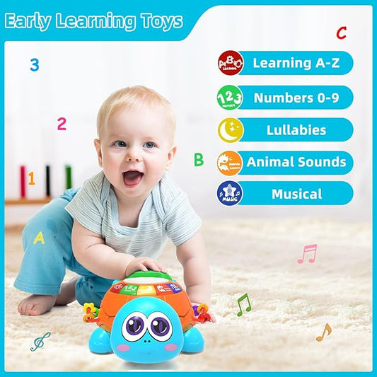 Hanayo Baby Toys 6 to 12 Months,Musical Turtle Crawling Girl Toys for 12-18 Months,Infant Early Learning Educational Toy,Girl & Boy Gift Essentials for Newborn 7 8 9 11+ Months 1-2 Year Old(Blue)