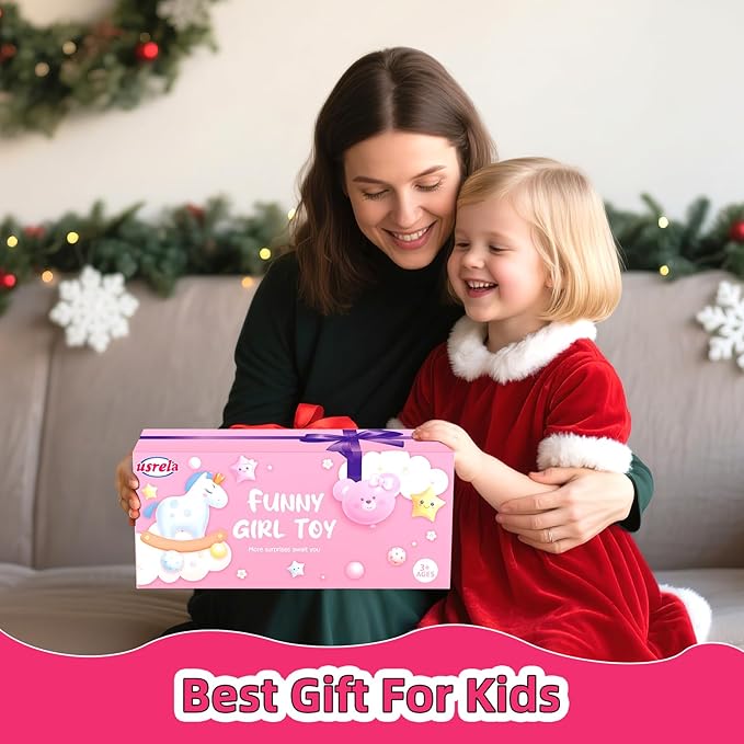 Truck Toys for 2 3 Year Old Girl, 7-in-1 Carrier Truck Car for Toddler Girl, Toys Cars Age 2-3-4 with Light & Music, Birthday Gifts for 2+ 3+ Year Old Girls