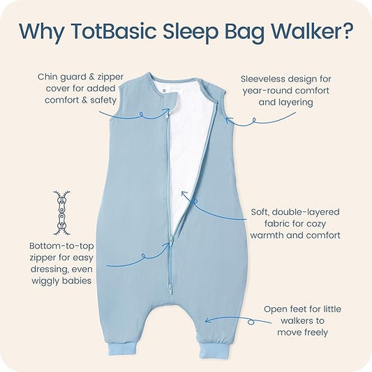 Toddler Sleep Sack with Feet, 1.0 TOG Baby Sleeping Bag with Legs, Oversized Wearable Blanket for 2T, 3T, 4T Walkers