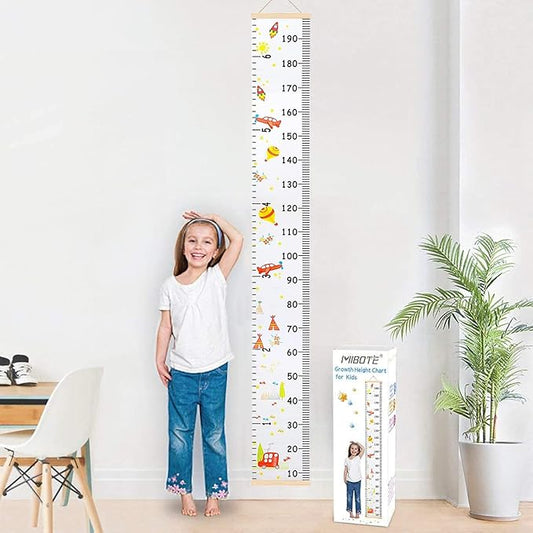 MIBOTE Baby Growth Height Chart Handing Ruler Wall Decor for Kids, Canvas Removable Height Growth Chart 79" x 7.9" (Colorful)