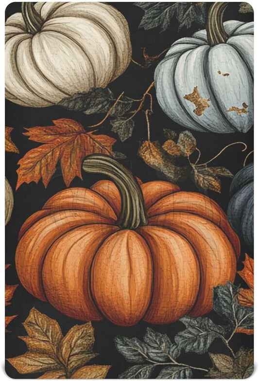 Fall Thanksgiving Pumpkin Crib Sheets Standard Crib Toddler Mattresses Cover Fitted Baby Bed Sheet Breathable Crib Mattress Sheet for Girls Boys 39''x27''x9''