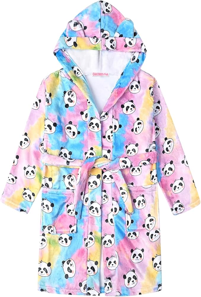 CHILDRENSTAR Girls Robe Kids Cat Bathrobes Plush Soft Fleece Pajamas Sleepwear