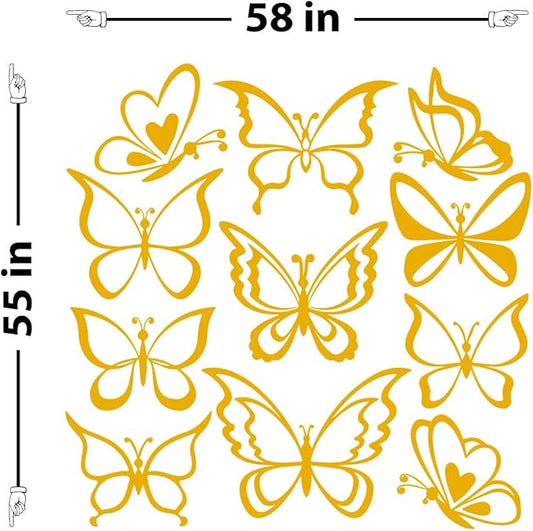 The Decal Guru Butterfly Wall Art Vinyl Stickers DIY Nursery or Girls Room Decor Peel and Stick Butterflies Decals (Signal Yellow, 55x58 inches)