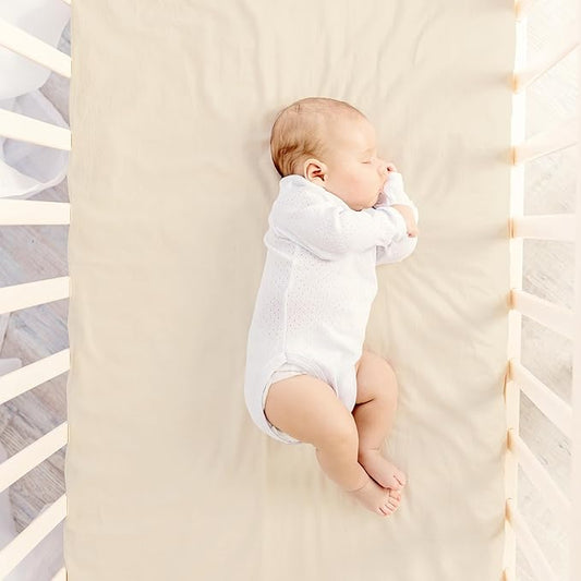 Makemake Organics GOTS Certified Organic Cotton Fitted Crib Sheet Soft Breathable (28"x52", Oat)