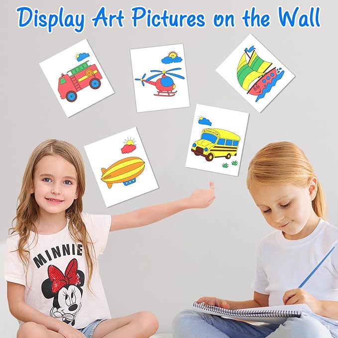 Paint with Water Coloring Books for Toddlers, Watercolor Painting Book and Drawing Art Paper for Kids Ages 3 4 5 6 7 8 Years Old, Truck Art Craft for Drawing with Brush