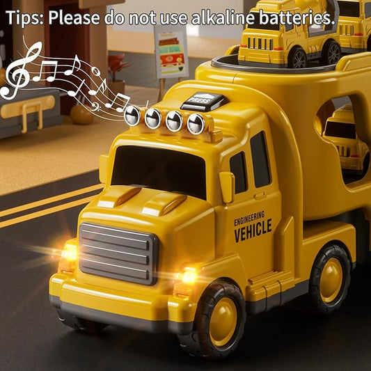 Trucks for Toddlers 2-4 Years 1-3 4-8 4-7 Boys Girls, 5 in 1 Construction Carrier Toy Trucks for Kids, Detachable Transport Trailer Toy, 1 Year Old Boy Gifts Birthday Toy