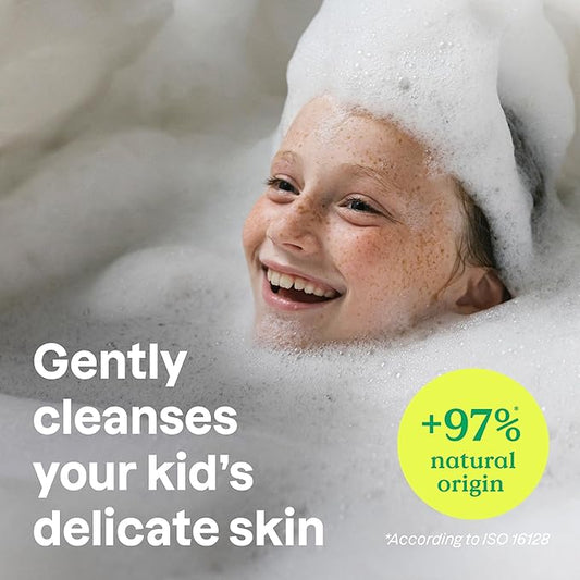 Attitude Bubble Wash for Kids, EWG Verified Bubble Bath, Hair Shampoo and Body Soap, Dermatologically Tested, Plant- and Mineral-Based, Vegan, Vanilla & Pear, 16 Fl Oz