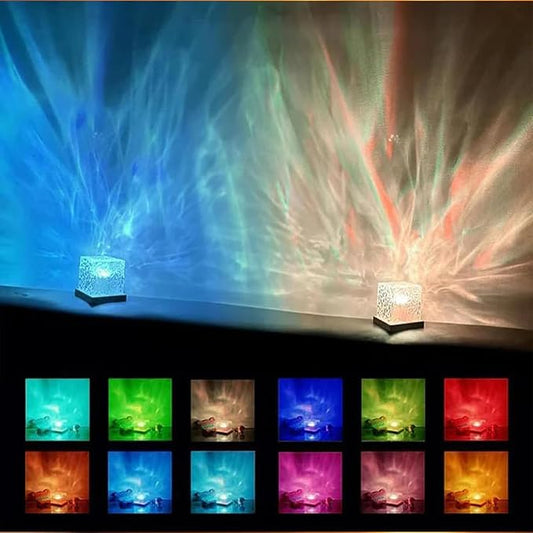 Growalleter Ocean Wave Projection Lamp, 16 Color RGB Mood Light with Remote, 3D Water Ripple Night Light for Kids Room, Meditation, Yoga, Home Decor(2 Pcs)
