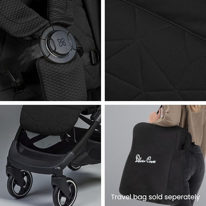 Silver Cross Clic Compact Stroller β Lightweight Travel Stroller for Newborn to Toddler (Birth to 55 lbs), One-Hand Fold, Lie-Flat Seat, Airplane Cabin Approved, UPF50+ Canopy, Space Black