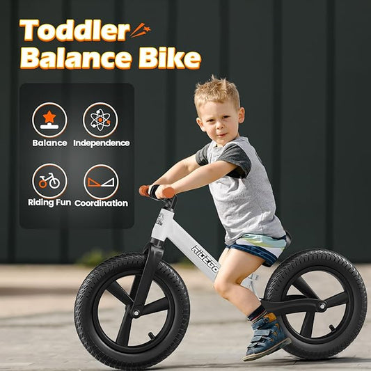 Ridego 14 Inch Balance Bike for Kids 3-6 Year Old,Lightweight Kids Bike with Adjustable Seat, Push Bicycle with Air Rubber Tires,Ride-on Toys Birthday Gift