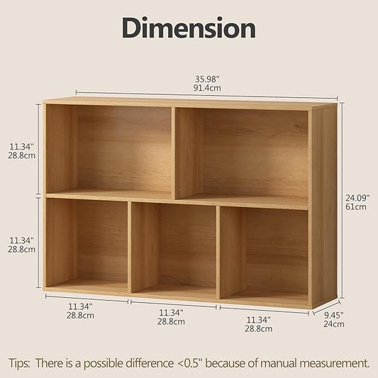 Jpiziso 5 Cube Storage Organizer Bookshelf, Closed Back Display Bookcase, Reversible Bookcase, Cubes Closet Organizer for Home, Living Room, Kids Room, Office, Bedroom, Study, Hallway