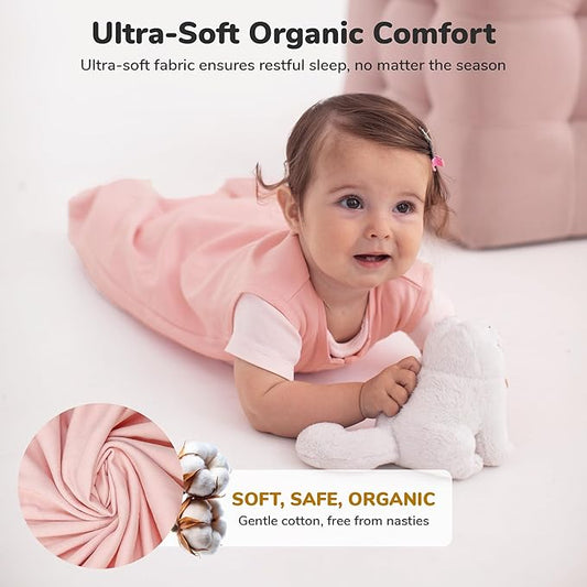 Mama Cheetah Baby Sleep Sack 0.5 TOG, Organic Cotton Baby Wearable Blanket with Two-Way Zipper, Swaddle Transition Baby Sleeping Bag for Newborn Infant Toddler Boy Girl, 12-18 Month