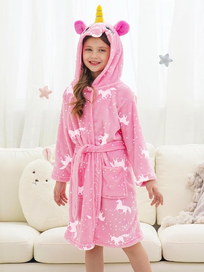 Doctor Unicorn Soft Unicorn Hooded Bathrobe Sleepwear - Unicorn Gifts for Girls