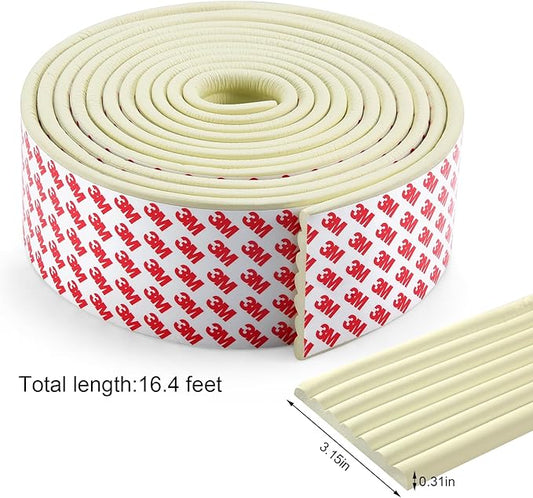 Upgrade Baby Proofing Edge Corner Protector,16.4ft Edge Guards Padding with 3M Adhesive, Extra-Wide Soft Rubber Foam Padding, Furniture, Sharp Edge Safety Corner Edge Bumper Guard-Cream