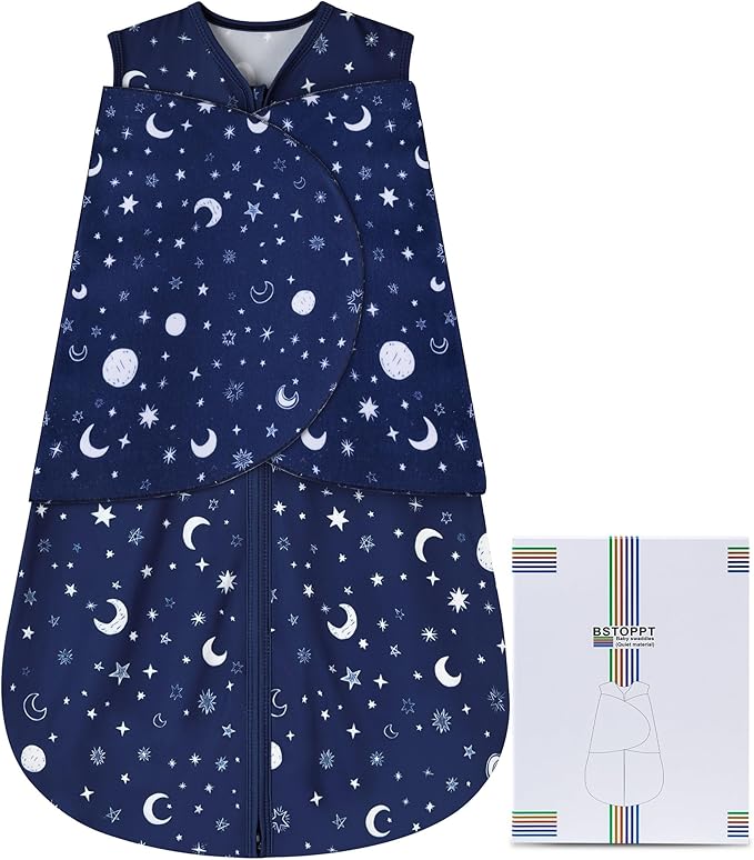 Newborn Sleep Sack Baby Swaddle,Swaddle me 3-6 Month,3-Way Adjustable Wearable Blanket,100% Rayon Cotton Swaddling Sleeping Bag,TOG 0.5 (Starry Sky, 3-6 Months)