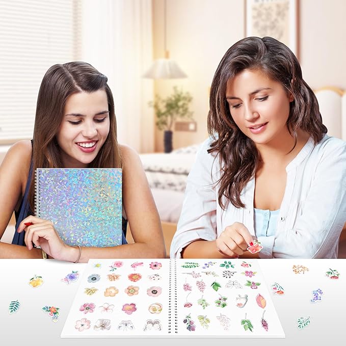 Dajino Large Reusable Sticker Book Collecting Album 8.5×11 Inch Sticker Storage Collection Organizer Book for Adult with 40 Sheets Letter Size Blank Release Paper and Holographic Cover (Fragment)