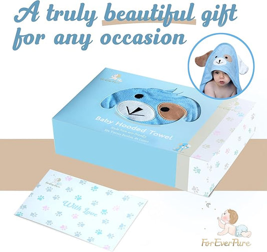 Baby Towels with Hood - Soft, Absorbent Viscose Made of Bamboo, Extra Large 35 x 35 Inches, for Newborns, Infants, Boys and Girls, Blue