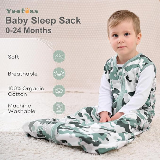 Yoofoss Baby Sleep Sack 18-24 Months Wearable Blanket for Babies 100% Organic Cotton 2-Way Zipper TOG 0.5 Toddler Sleeping Sack 3 Pack, Comfy Lightweight Sleep Sacks