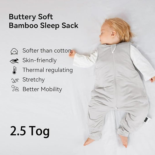 BubblePanda Rayon Made From Bamboo Toddler Sleep Sack with Feet 3t-4t Months 2.5 Tog Winter Ultra Soft Warm Baby Sleep Bag Walker Quilted Thick Wearable Blanket with Legs 2-Way Zipper