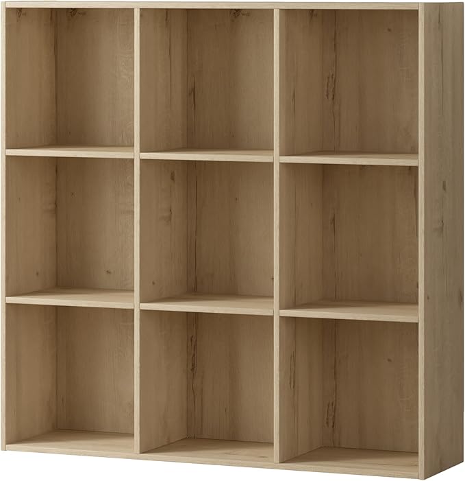 Jpiziso 9 Cube Storage Organizer, Wooden Cube Shelves with Closed Back Panel, Reversible Bookcase, Cubes Closet Organizer for Home, Living Room, Kids Room, Office, Bedroom, Study, Hallway