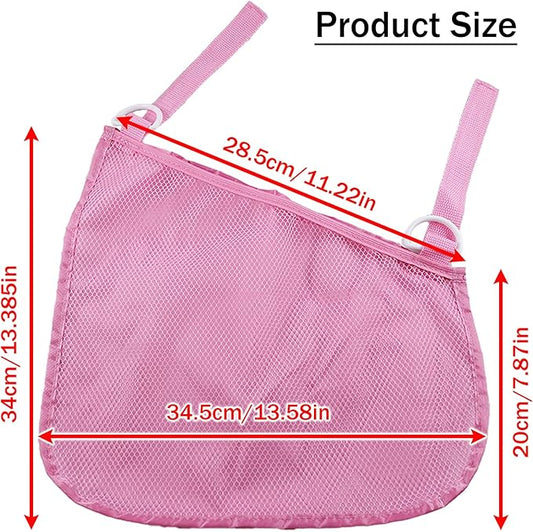 2PCS Universal Side Sling Stroller Cargo Net,Portable Storage Mesh Bag,Stroller Storage Organizer Bag,Non-Slip and Adjustable Straps Side Sling Mesh Organizer(Pink)