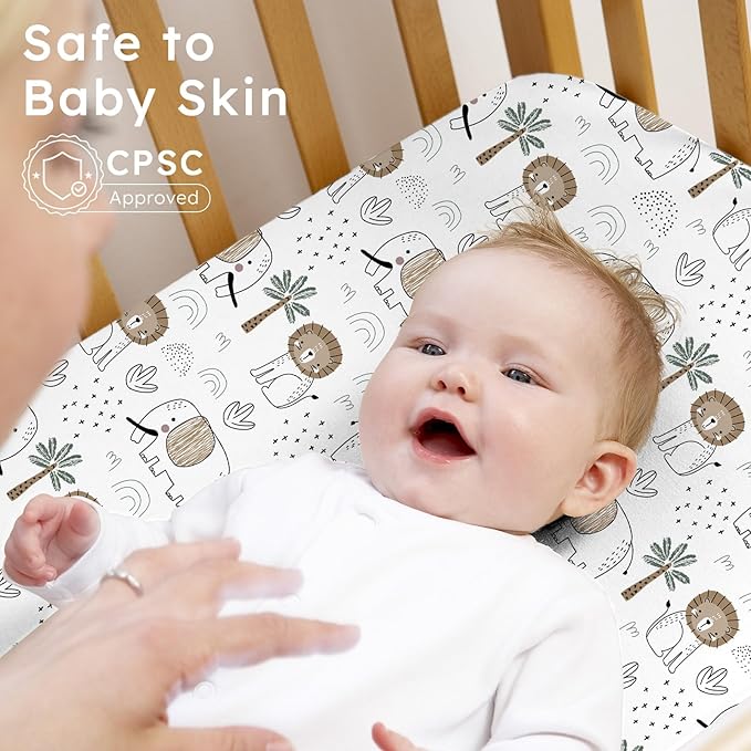 Baby Crib Sheets for Boys Girls Neutral, 2 Pack Crib Mattress Sheet for Standard Crib and Toddler Mattress, Super Soft Breathable Fitted Crib Sheet, 52" x 28"