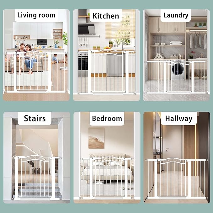 Fairy Baby 48.8"-51.5" Child Baby Gates for Doorway Stairs Hallway Stairway Gate for Kid or Pet Dogs Walk Through Pressure Mounted