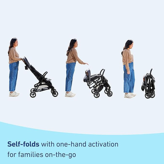 Graco Ready2Jet Compact Stroller – Overhead Friendly Compact Travel Stroller with Automatic Fold, Lilac Mod