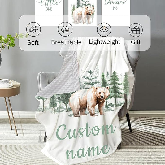 Personalized Baby Crib Bedding Set: 4 Piece Custom Gift Crib Bed Set with Name - Brown Bear Theme, Nursery Bedding Set for Baby Girls,Newborn Boys Girls Crib Sets, Crib Bedding Shower Gifts