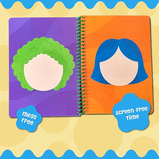 Stick4Ever Jelly Sticker Book - for Kids - Waterproof, Easy to Clean Reusable Sticker Book for Toddlers- Reusable Road Trip Activities for Kids - Stocking Stuffers for Toddlers (Make A Face)