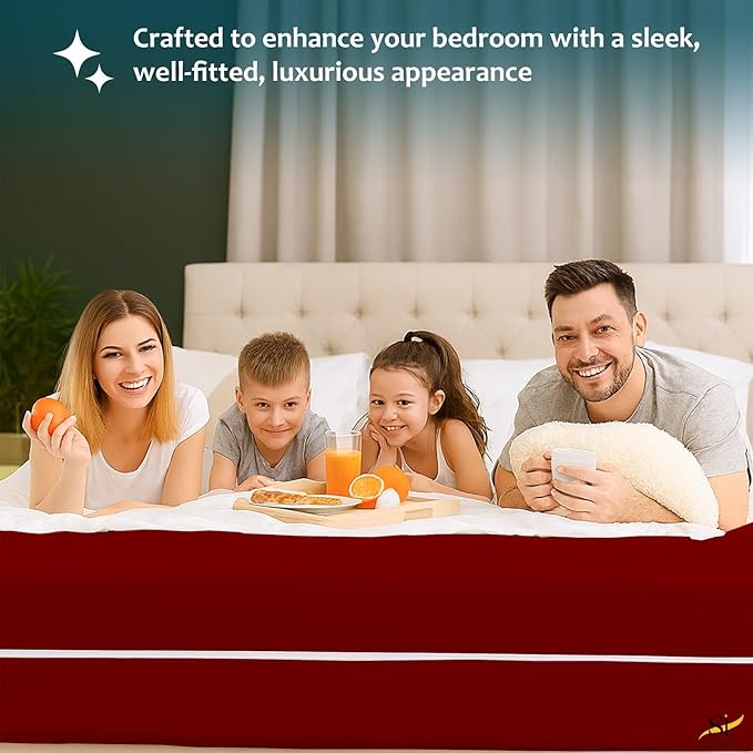 Mattress Protector Queen Size 100% Waterproof Zippered Cover, 15 Inches Deep, Six-Sided Mattress Encasement for Bed, Zipper Closure Style (Burgundy)
