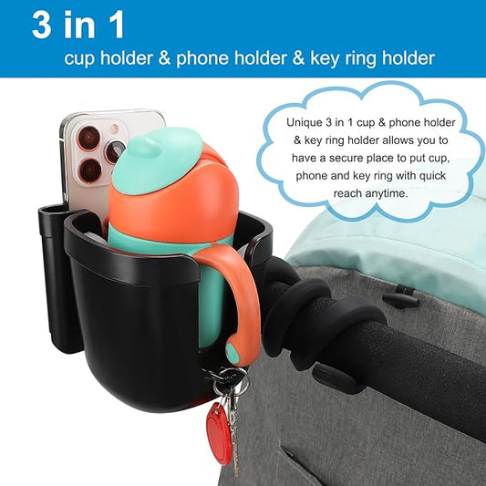 Accmor Stroller Cup Holder, Universal Cup Holder for Uppababy Nuna Doona Strollers, Bottle Drinks Holder for Wheelchair, Walker, Bike, Scooter