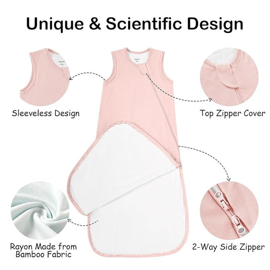 Supersoft Rayon Made from Bamboo Sleep Sack 24-36 Months 0.5 Tog Lightweight Toddler Sleep Sack 2t Baby Wearable Blanket 3t with 2-Way Zipper Summer Unisex Sleeping Bag for Babies - Pink