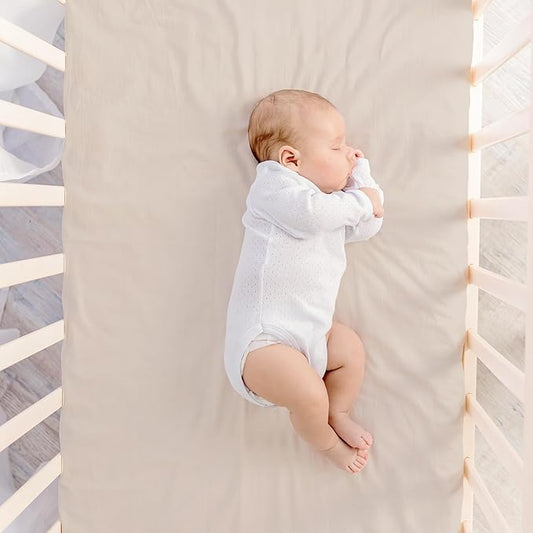 Makemake Organics GOTS Certified Organic Cotton Fitted Crib Sheet Soft Breathable (28"x52", Taupe)