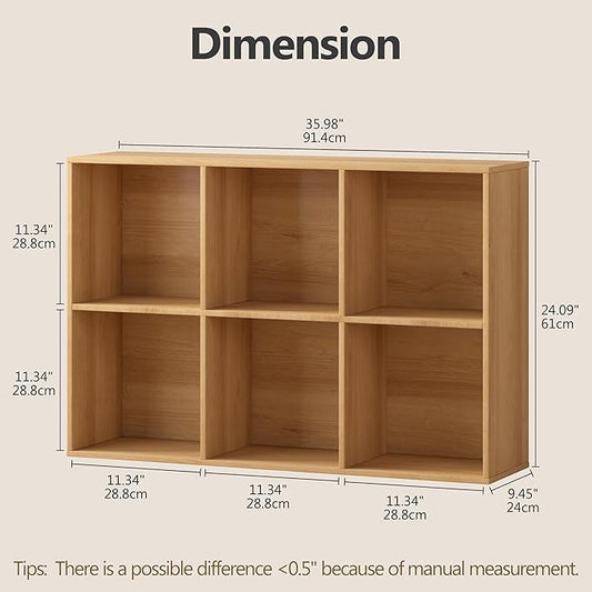 Jpiziso 6 Cube Storage Organizer, Wooden Cube Shelves with Closed Back Panel, Reversible Bookcase, Cubes Closet Organizer for Home, Living Room, Kids Room, Office, Bedroom, Study, Hallway