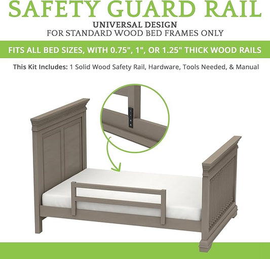 Safety Guard Rail for Baby, Kids, and Children - Solid Wood Safety Bed Rail for Toddlers - Easy Installation - Premium Protection for Bunk, Twin, Full, Queen and King Size Beds - (Cloud - Westwood)