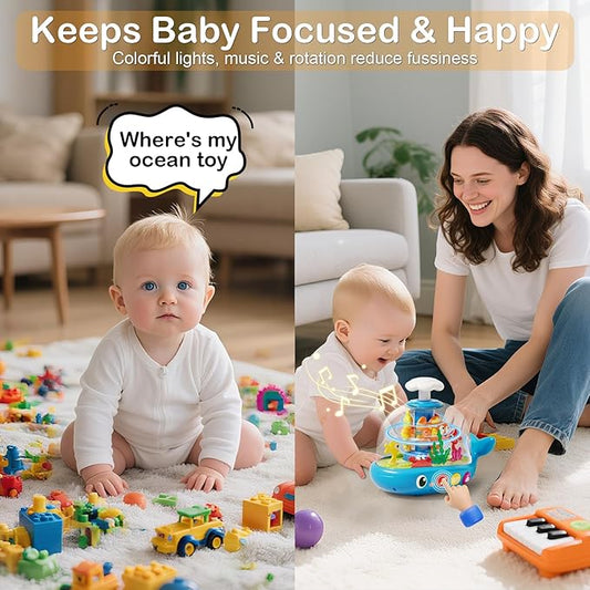 Whale Sensory Spinner Toy for Baby: Light Up Rotating Play with Music – Safe ABS Early Learning Educational Toys for 6 Months+ – Christmas Birthday Gift for Boys and Girls
