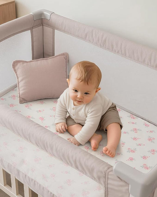 Pack and Play Sheets Fitted, Mini Crib Sheets 2-Pack for Pack N Play Mattress, Stretchy Playpen Sheet for Boys Girls, Softness and Breathable, 38" x 26"