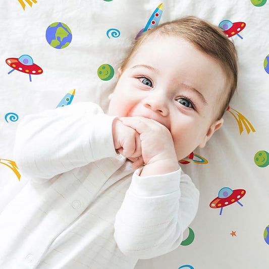 Wildkin Kids 100% Microfiber Crib Sheet – Soft, Breathable Fitted Sheet - Out of This World
