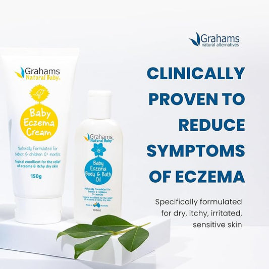 Grahams Natural Baby Eczema Body and Bath Oil - Treat Eczema & Cradle Cap, Relief for Itchy, Dry Skin - Clinically Proven Formula - For Ages 0+ Months to 12 Years (1 x 100ml)