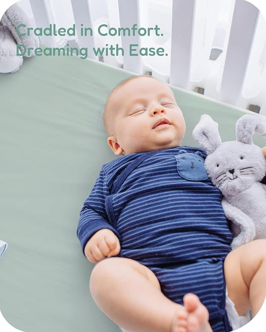 Pack and Play Sheets Fitted, Soft Green Leaf+Flower, Ultra Soft, Hypoallergenic and Breathable, 2 Pack for Baby Boys and Girls