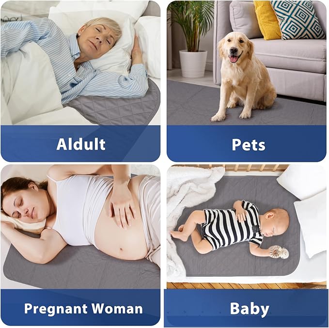 Bed Pads Washable Waterproof 34x36 Inch (2pack),Hide Stains Washable Incontinence Pads for Adults,Waterproof Bed Pads Washable,Bed Protector Pads, Slip Resistant Bed Pad for Kids,Toddlers,Pet
