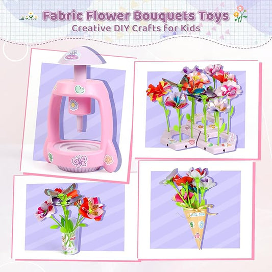 Bsgifts Fabric Flower Making Toys, DIY Flower Press Kits for Kids Ages 3-12, Creative Educational Activity Arts & Crafts Toys, Ideal Christmas Birthday Gifts for Girls
