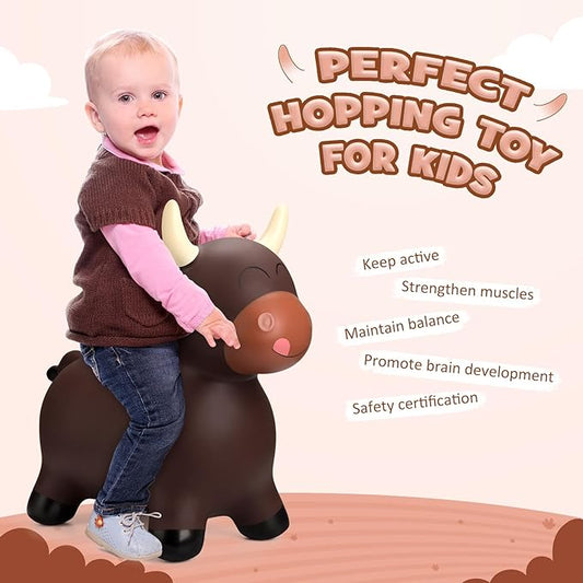 Upper Rider Bouncy Horse Hopper, Inflatable Farm Cow Bouncy Bull, Bounce and Ride on Animal Bouncer for Toddlers, Indoor Outdoor Birthday Gifts for Boys Girls 18 Months 2 3 4 5 6 Years Old