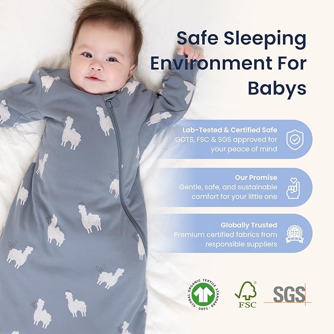 Unisex Sleeping Bag for Babies and Toddlers 1.0 Tog Sleep Sack 0-6 Months, Newborn Sleep Sack, Wearable Blanket Baby, One Piece Long Sleeves, Gifts for Baby